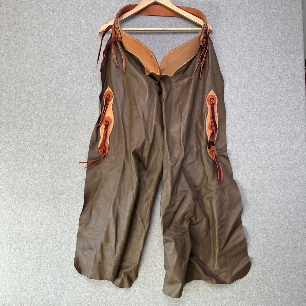 Custom Made Western Leather Chaps Rodeo Cowboy Riding Horseback Outdoor